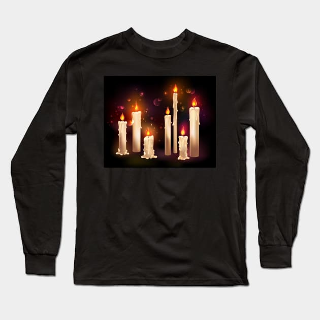 Burning Wax Candles Long Sleeve T-Shirt by Blackmoon9